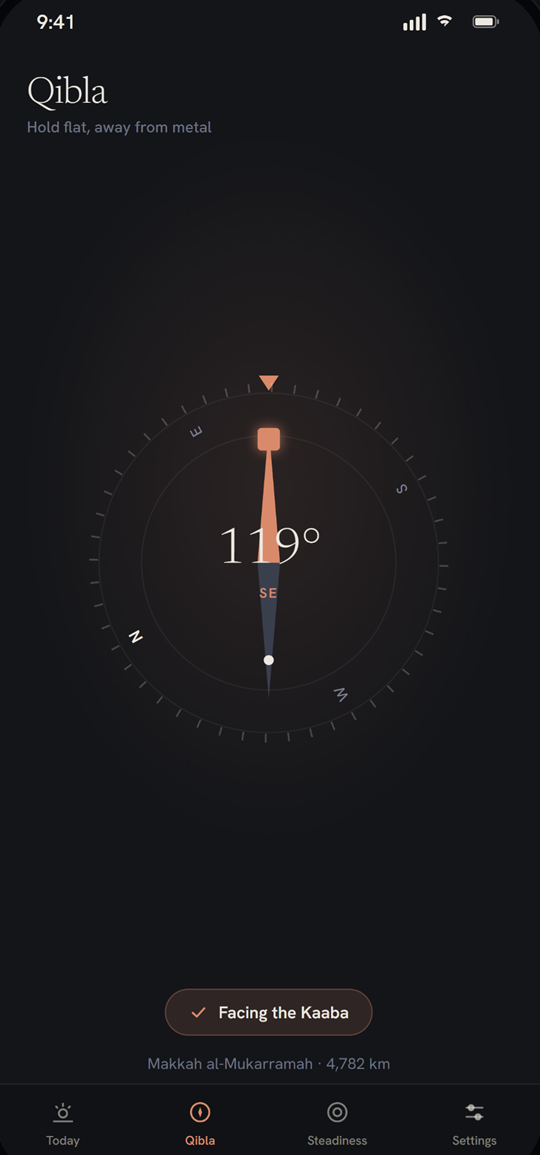 Qarib Athan — qibla compass