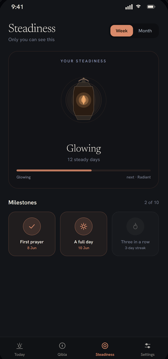 Qarib Athan — Steadiness tracker